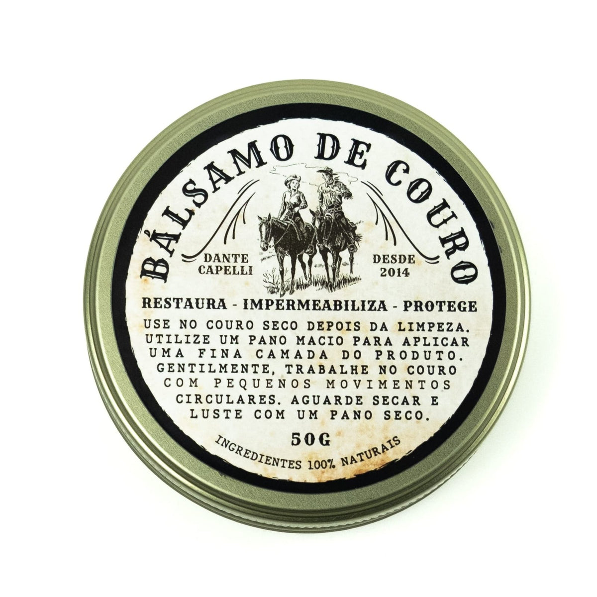 Bálsamo de Couro Natural, detalhe do rótulo – DANTE Capelli