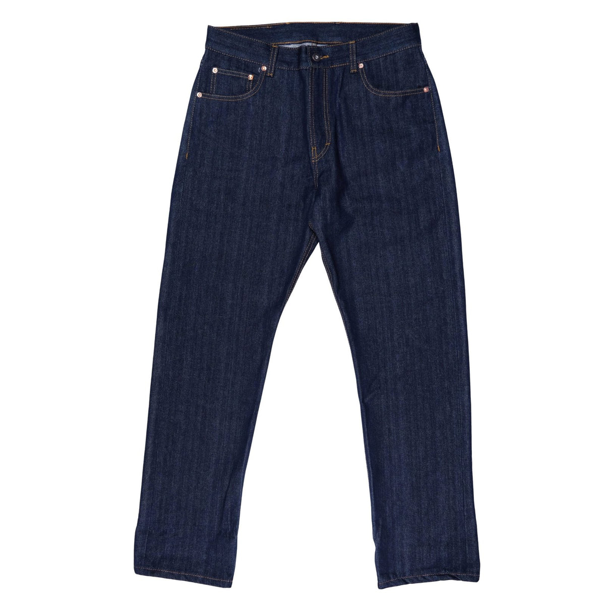 Calça Jeans Selvedge Ukon em denim cru índigo, vista frontal – DANTE Capelli