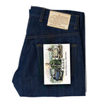 Calça Jeans Selvedge Ukon em denim cru índigo, vista lateral – DANTE Capelli