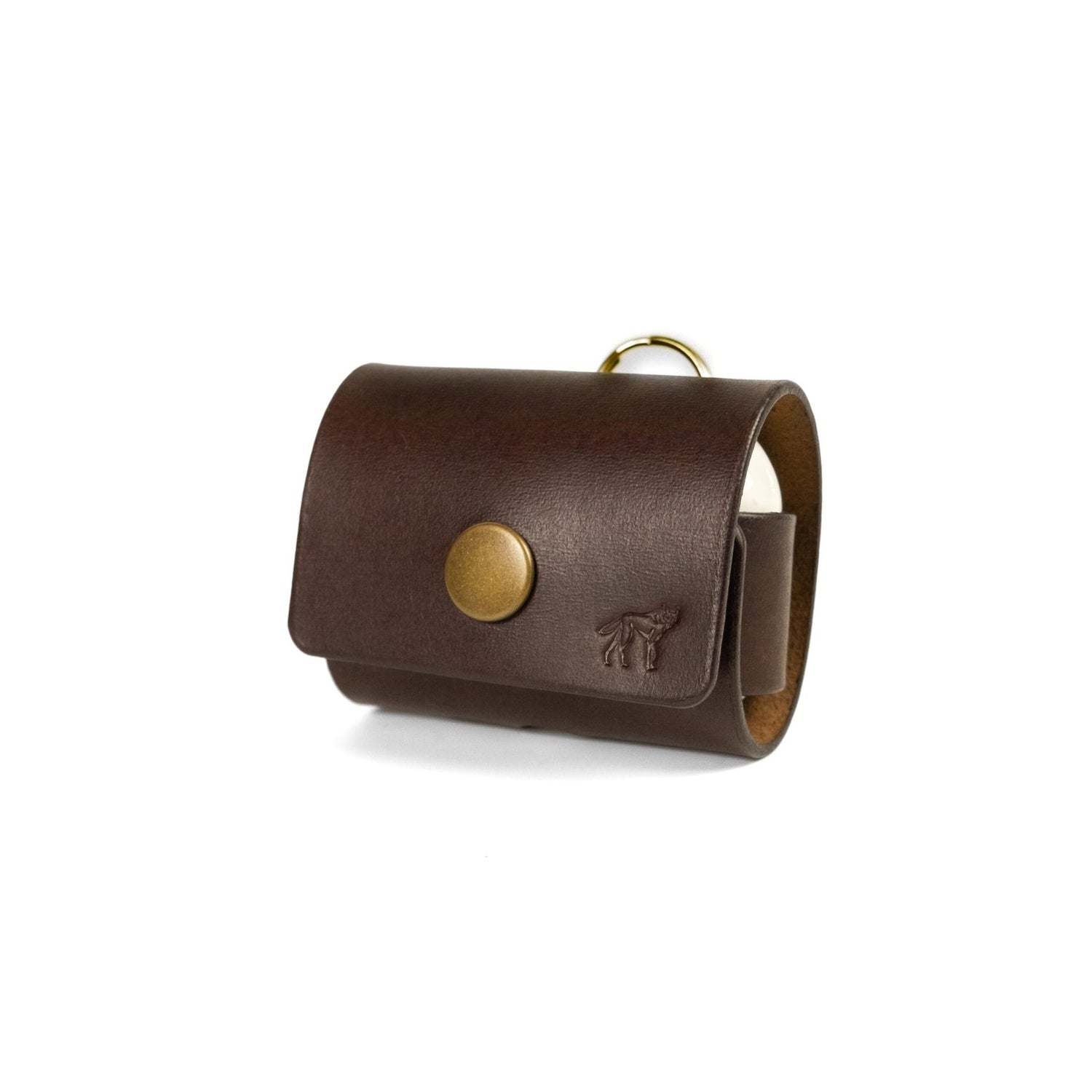 Capa de Couro AirPods Marrom, vista frontal fechada – DANTE Capelli