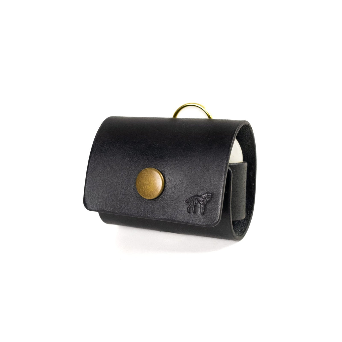 Capa de Couro AirPods Preto, vista frontal fechada – DANTE Capelli