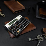 Capa de Couro para Calculadora HP12c, detalhe da costura – DANTE Capelli