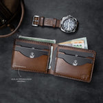 Carteira de Couro Bifold No.7 Marrom, área de personalização opcional – DANTE Capelli