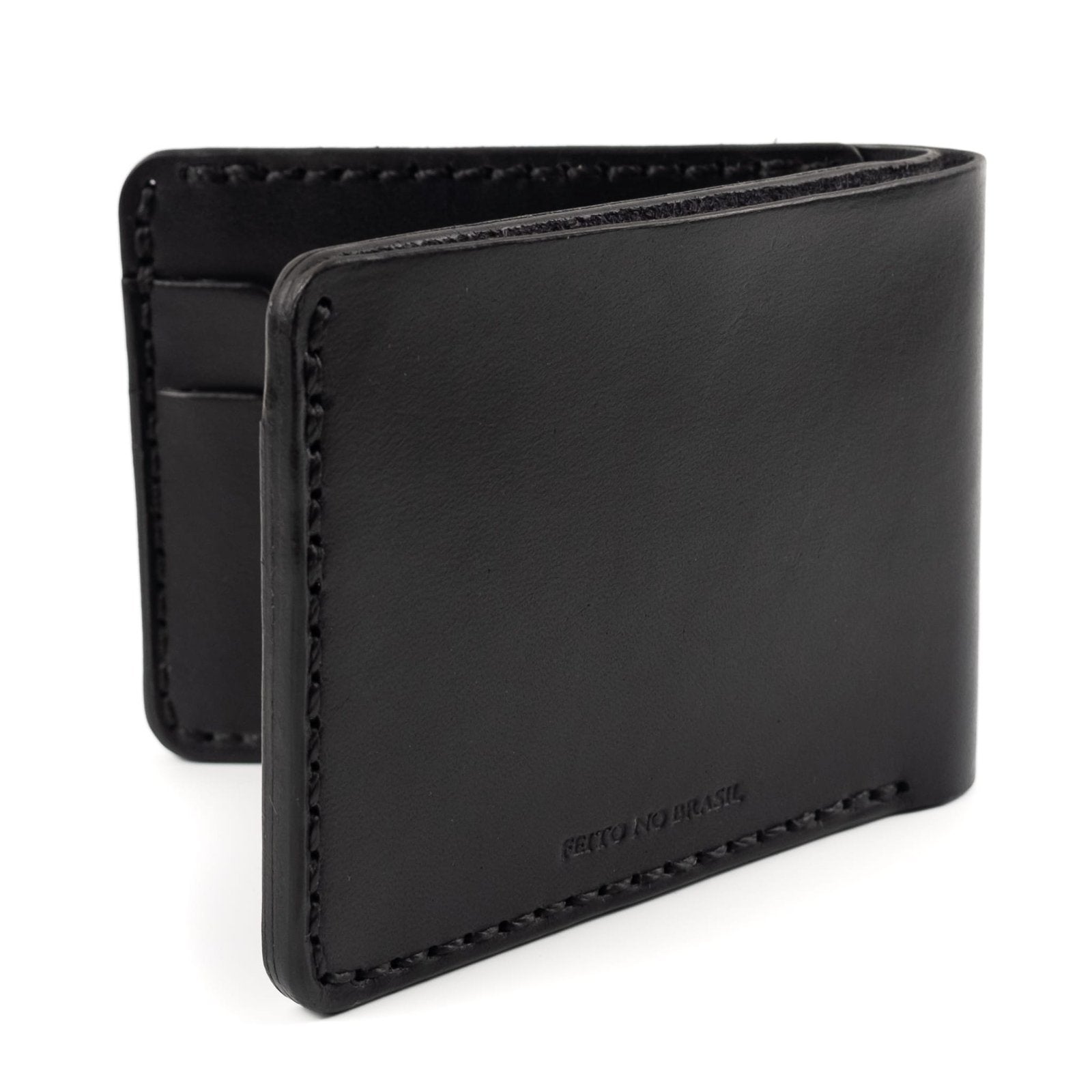Carteira de Couro Bifold No.7 Preta, detalhe da costura – DANTE Capelli