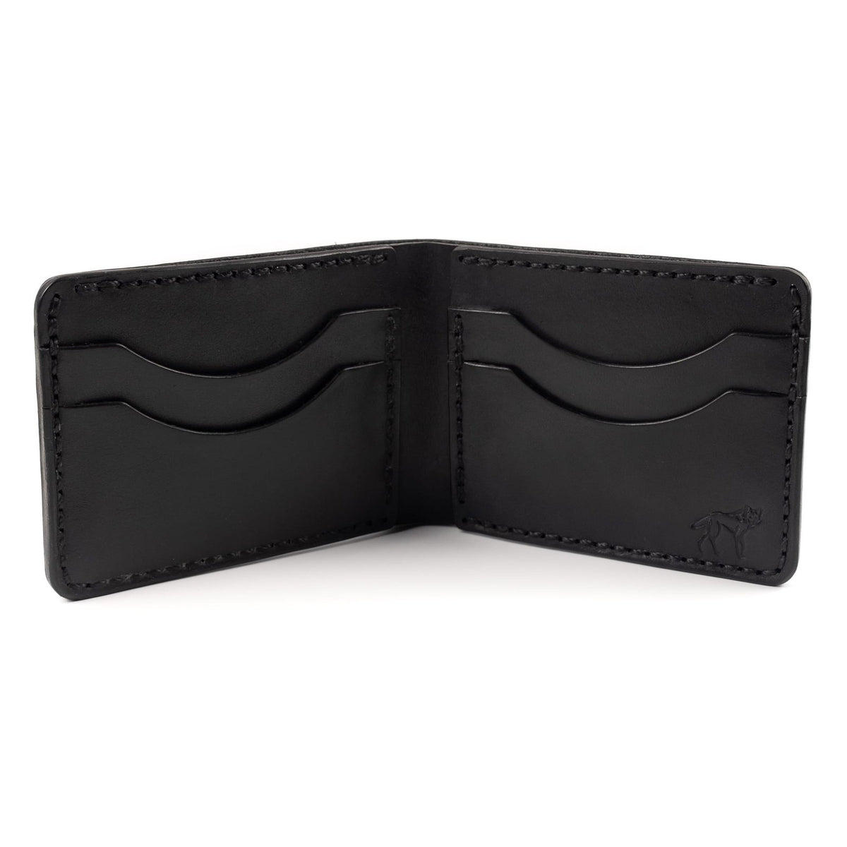 Carteira de Couro Bifold No.7 Preta, detalhe do compartimento de cartões – DANTE Capelli