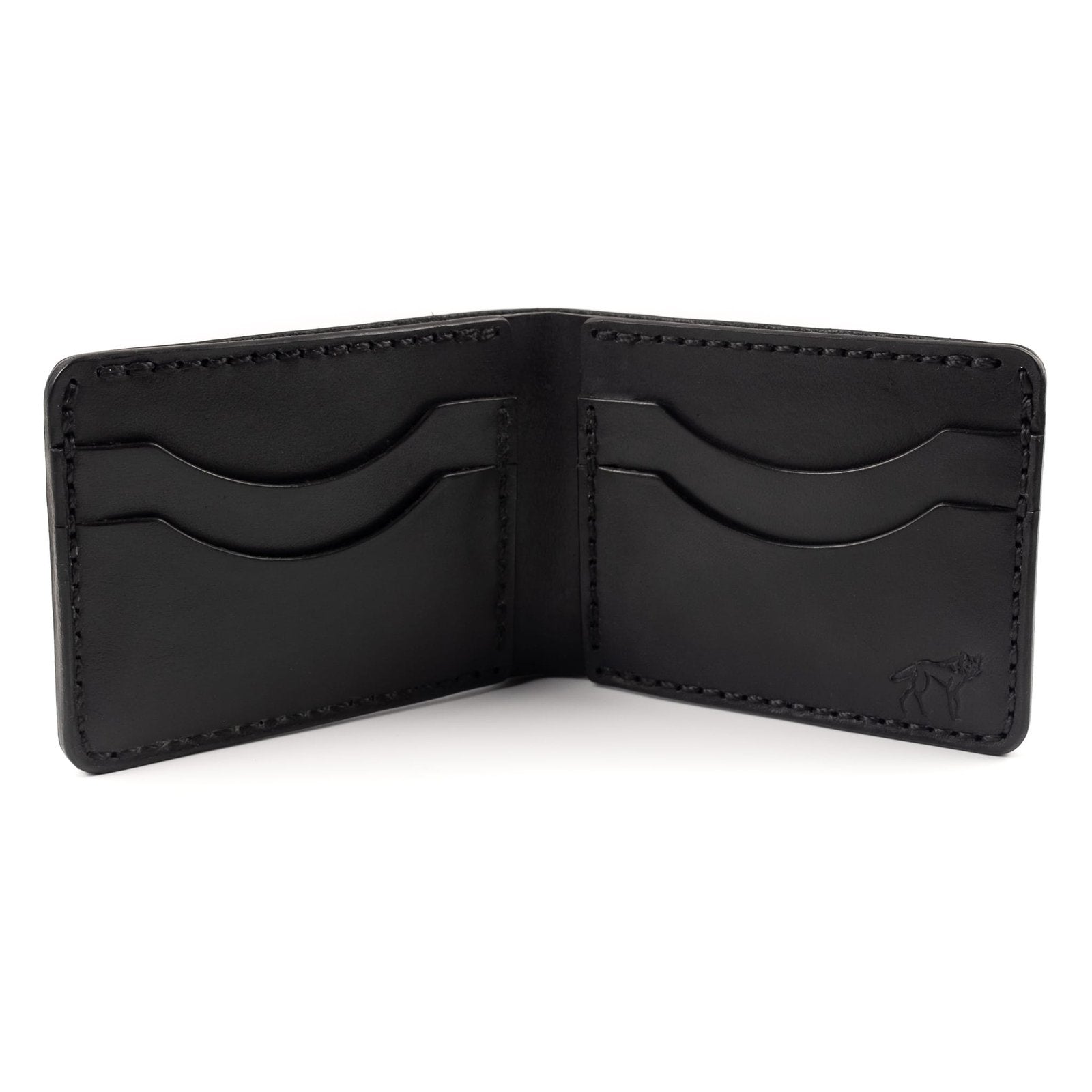 Carteira de Couro Bifold No.7 Preta, detalhe do compartimento de cartões – DANTE Capelli