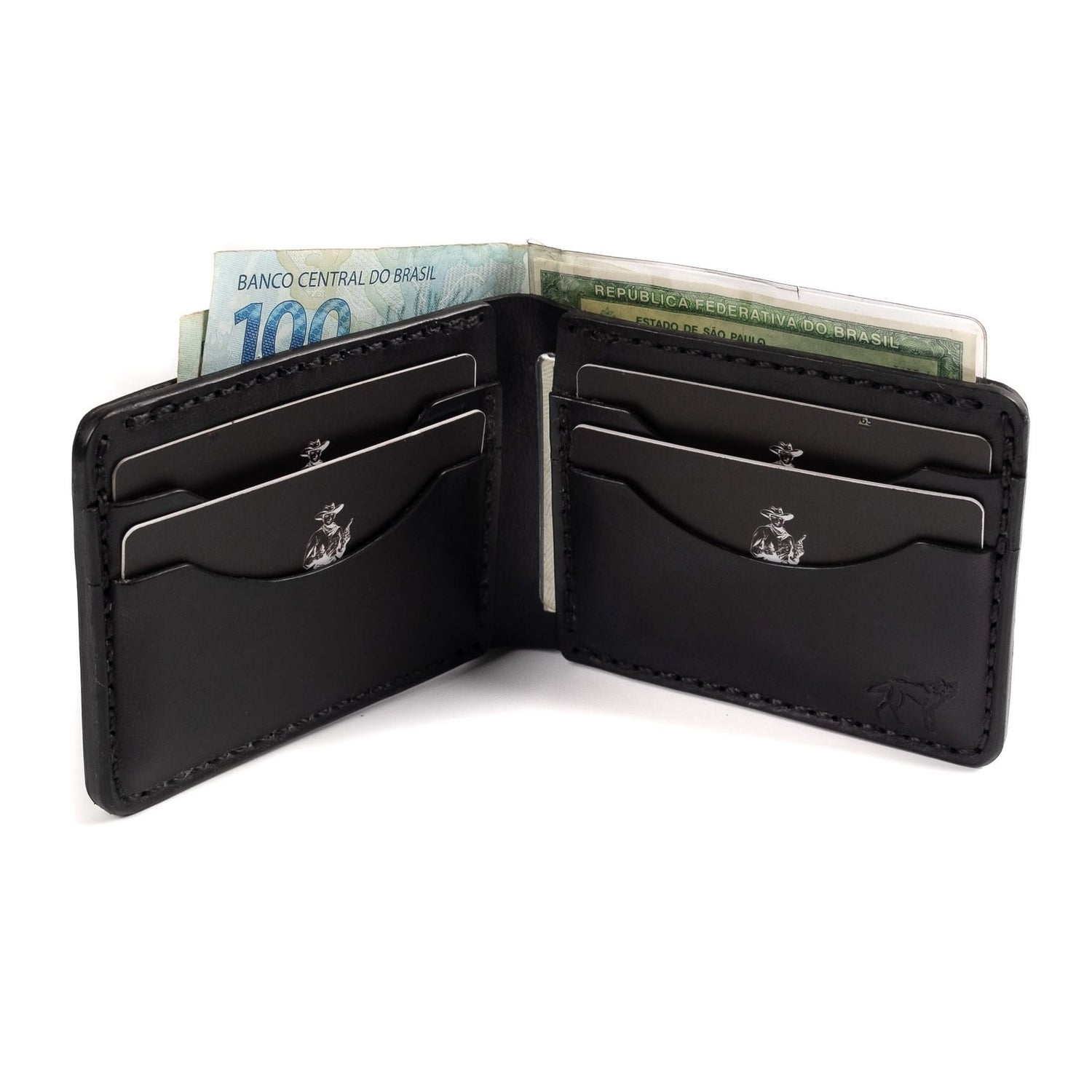 Carteira de Couro Bifold No.7 Preta, vista traseira – DANTE Capelli