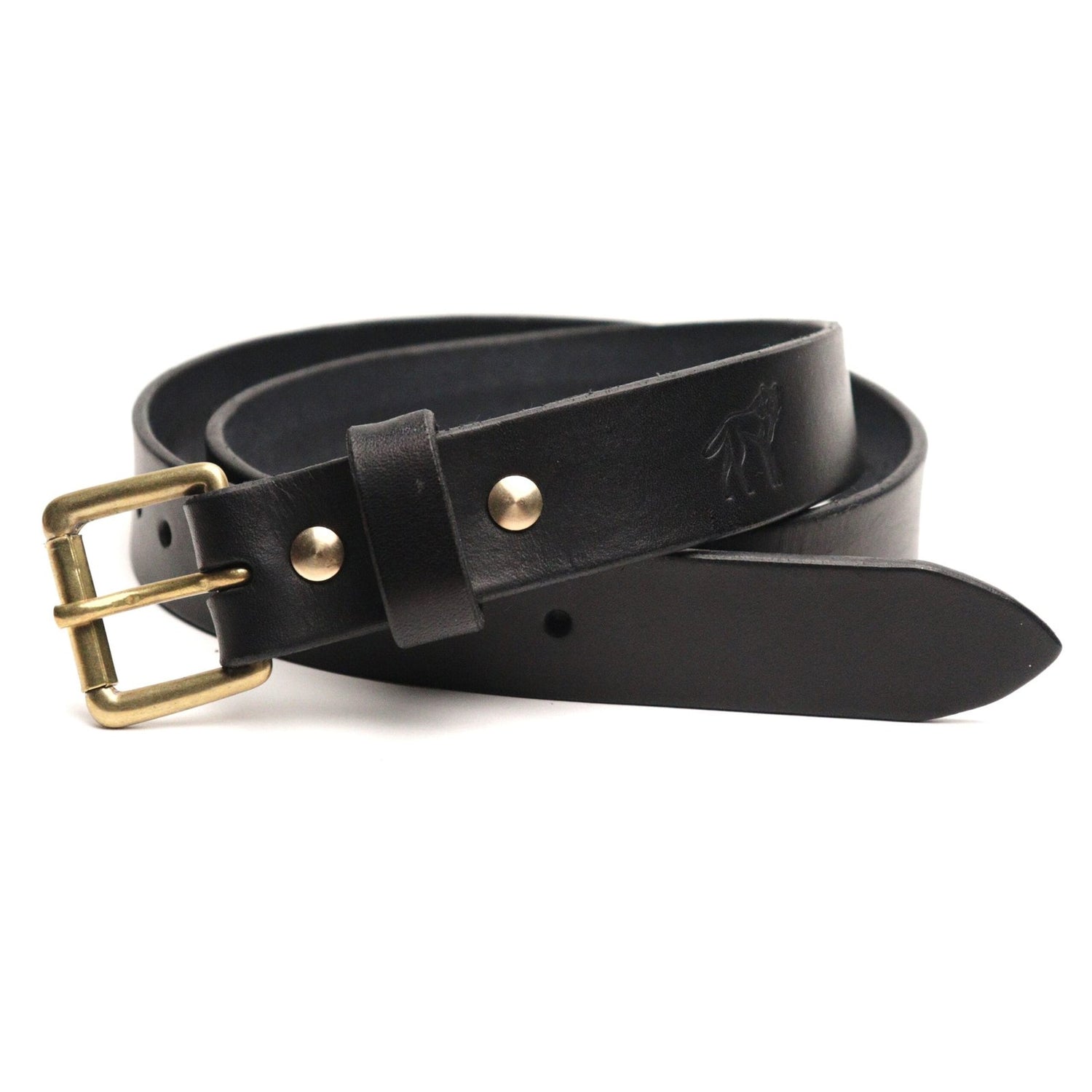 Cinto de Couro 1.25" Preto, still sobre superfície neutra – DANTE Capelli