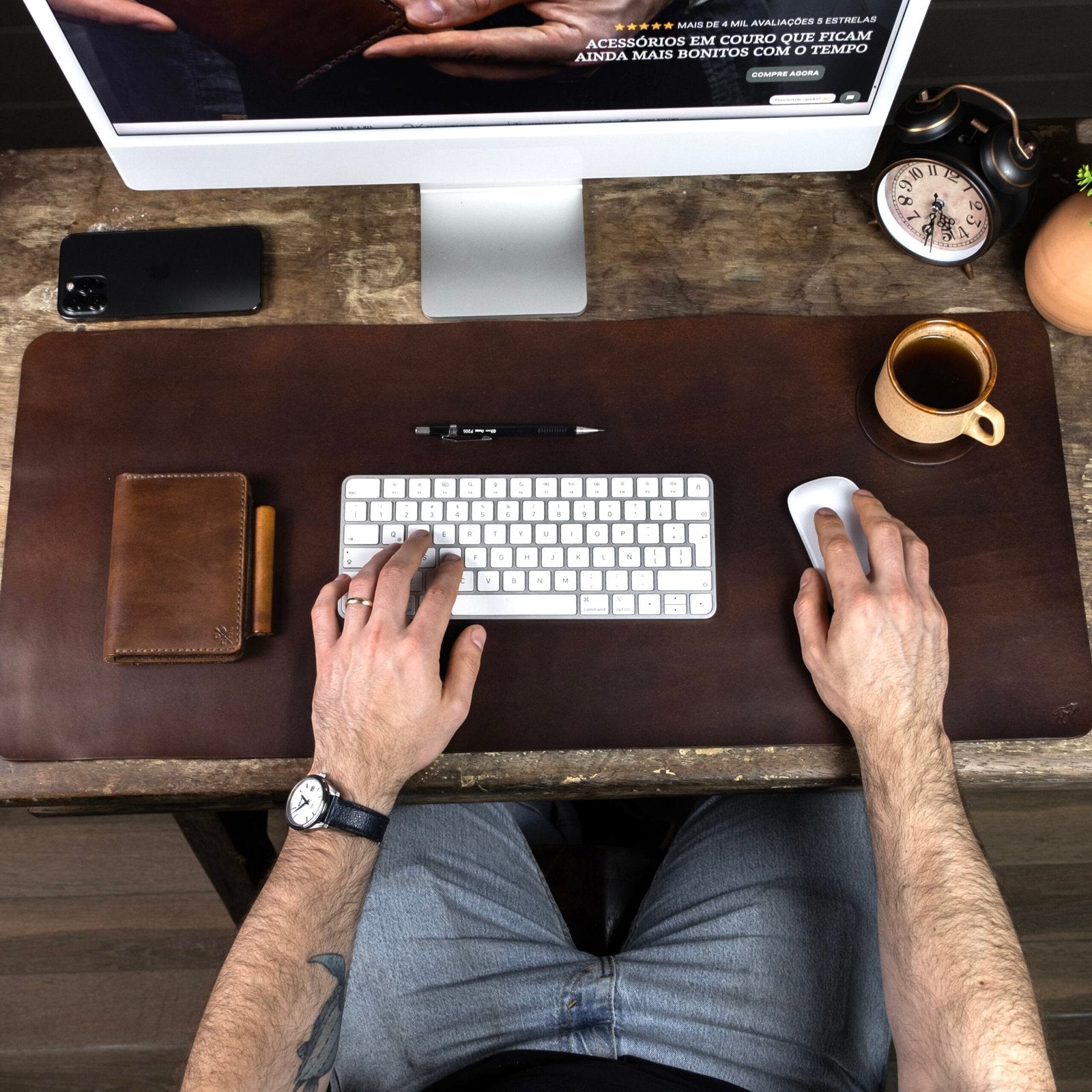 Desk Pad de Couro Marrom, segundo still – DANTE Capelli