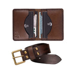 Kit Essencial Carteira No.22 + Cinto Marrom, vista frontal do conjunto – DANTE Capelli