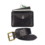 Kit Minimalista Carteira No.3 + Cinto Preto, vista frontal do conjunto – DANTE Capelli