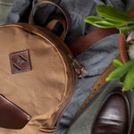 Mochila Lona Encerada e Couro, detalhe do bolso – DANTE Capelli