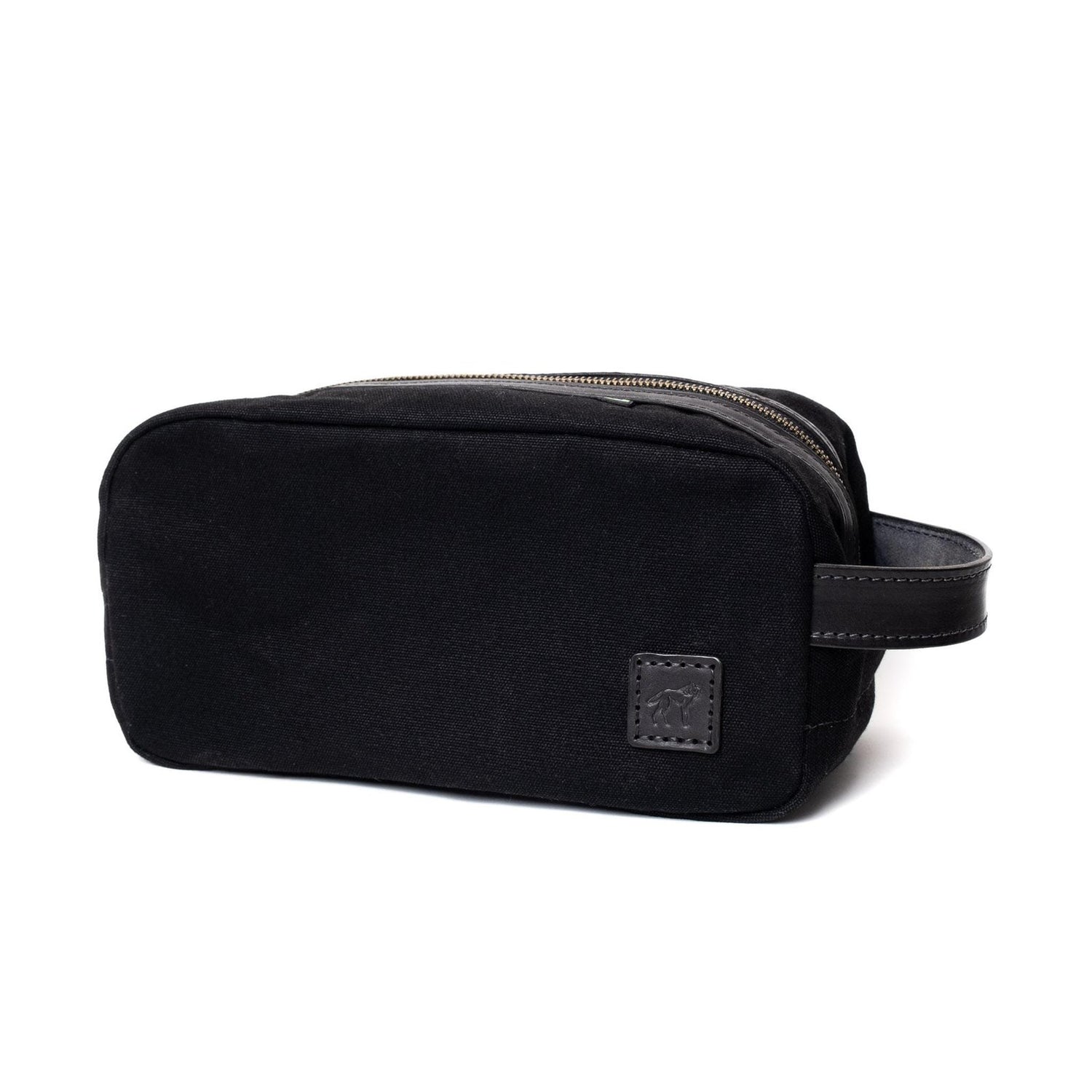 Necessaire Lona Encerada e Couro Preta, vista frontal – DANTE Capelli