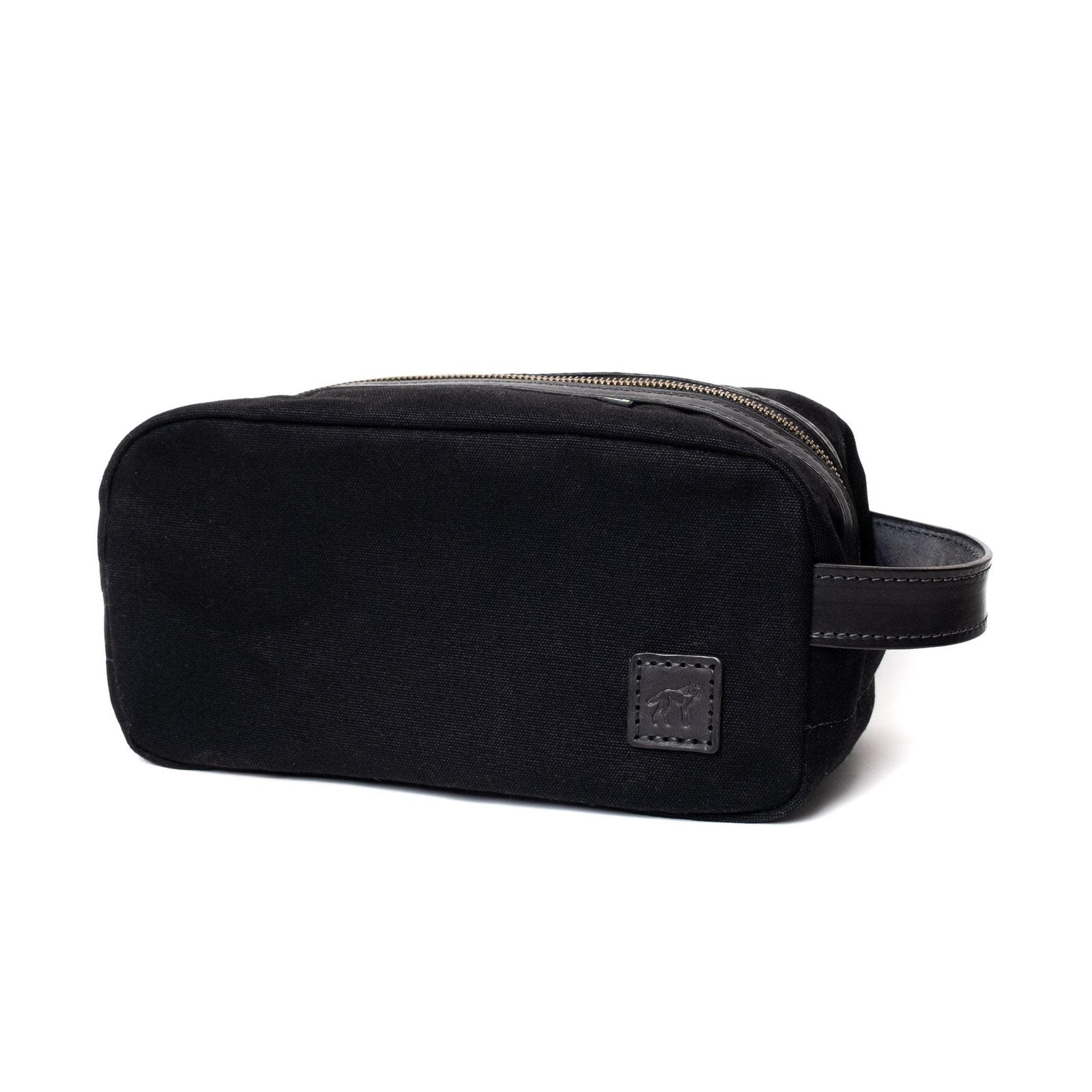 Necessaire Lona Encerada e Couro Preta, vista frontal – DANTE Capelli
