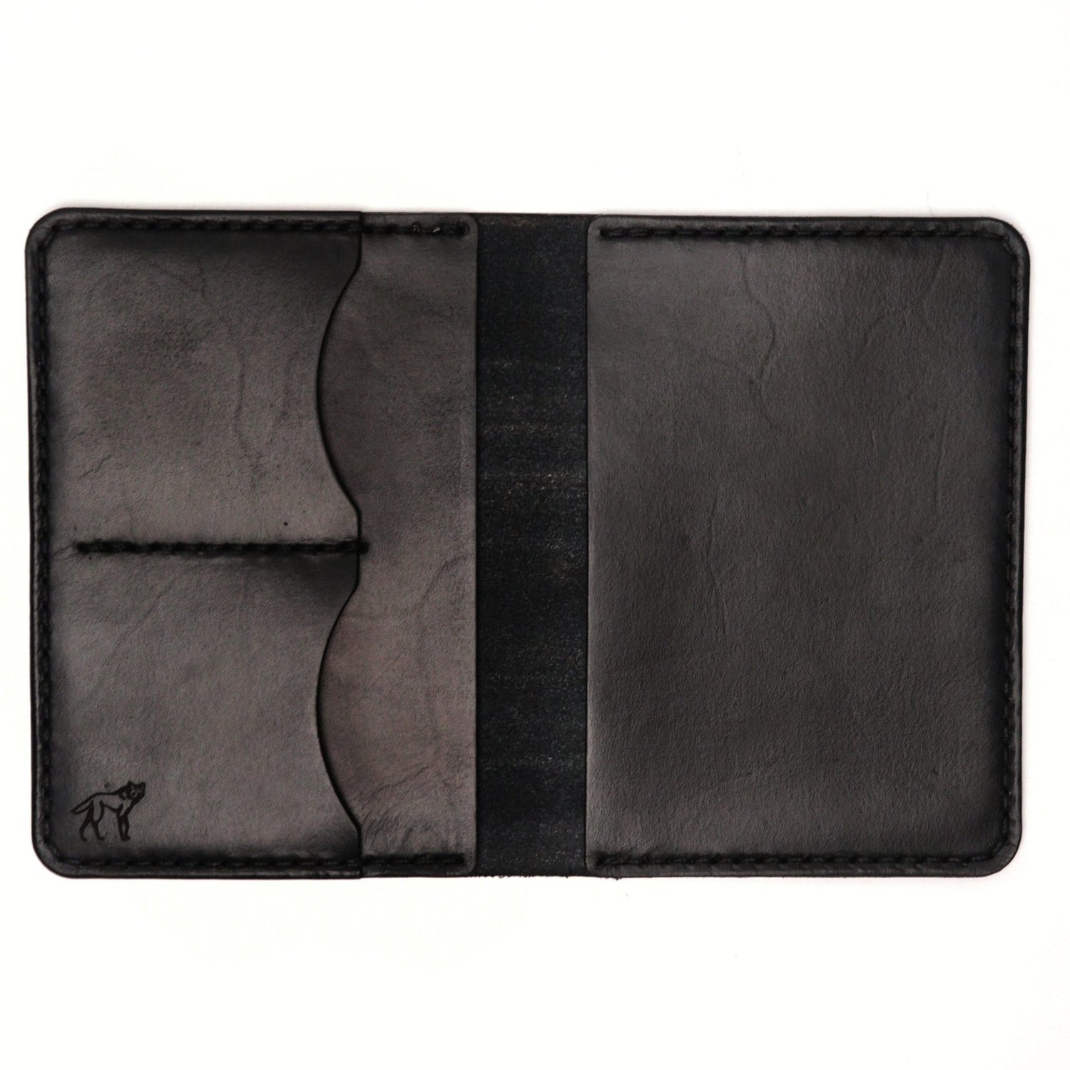 Porta Passaporte de Couro Preto, vista frontal – DANTE Capelli