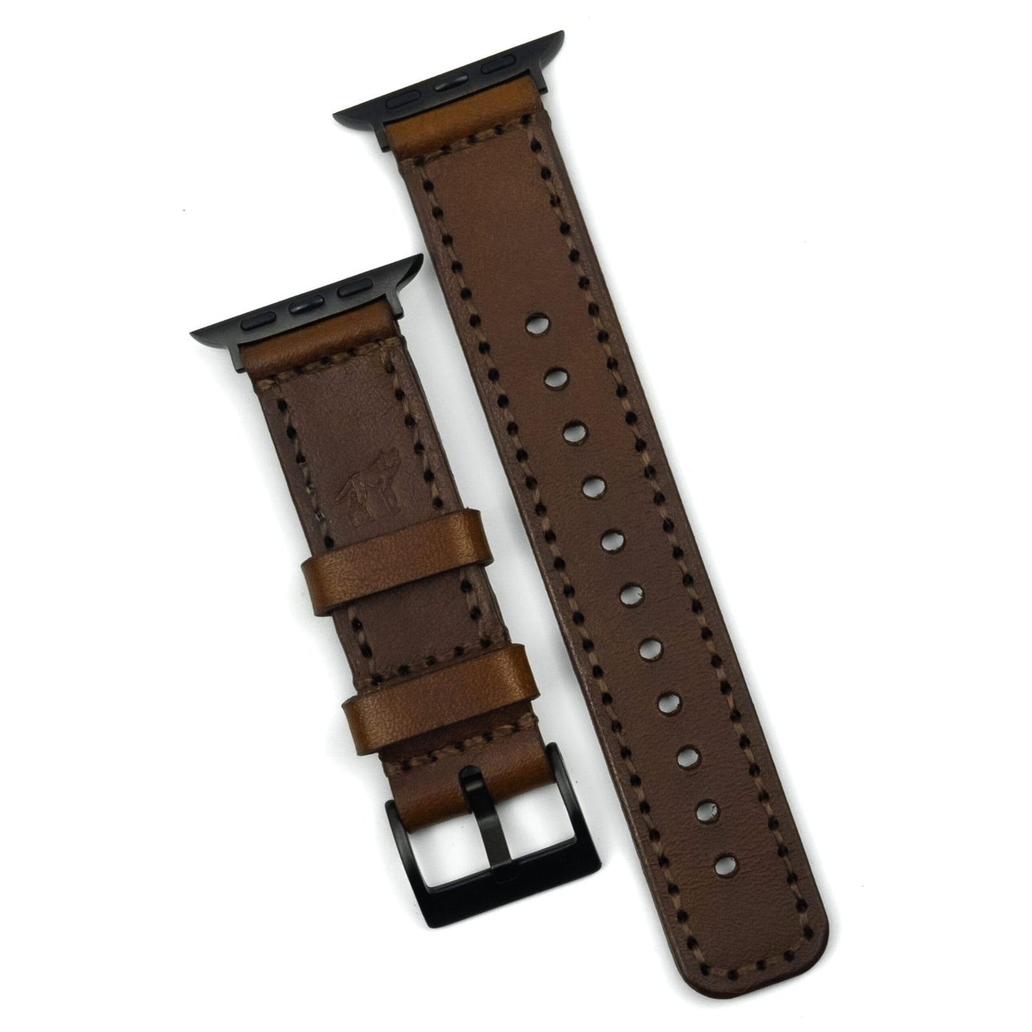 Pulseira de Couro Apple Watch Costurada Marrom, vista frontal – DANTE Capelli