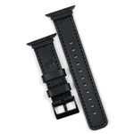 Pulseira de Couro Apple Watch Costurada Preta, vista frontal – DANTE Capelli