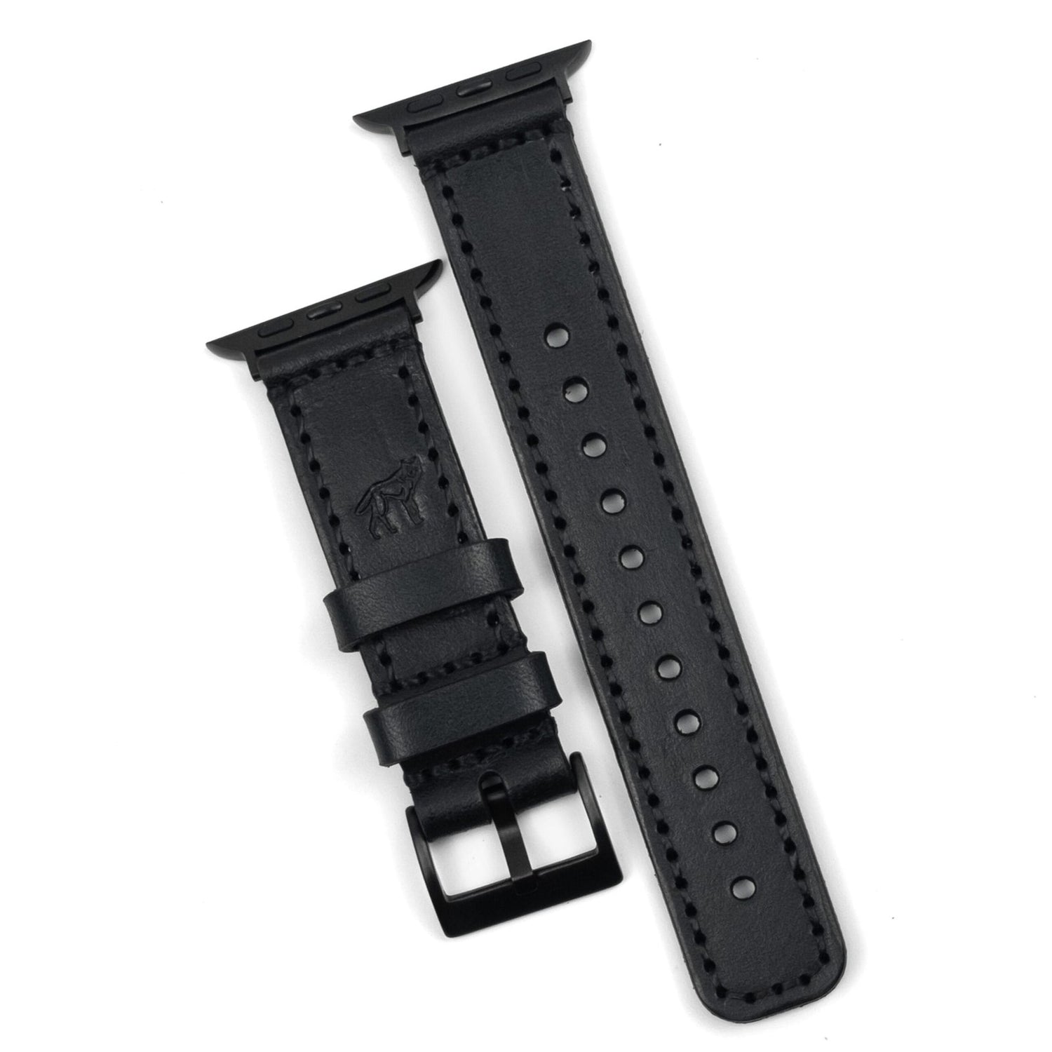 Pulseira de Couro Apple Watch Costurada Preta, vista frontal – DANTE Capelli