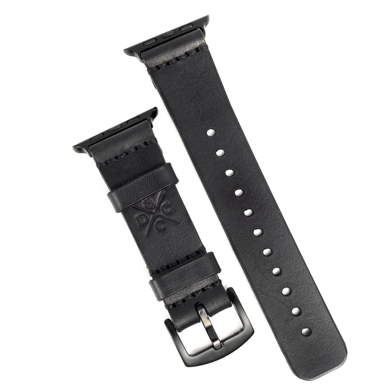 Pulseira de Couro Apple Watch Preta, vista frontal – DANTE Capelli