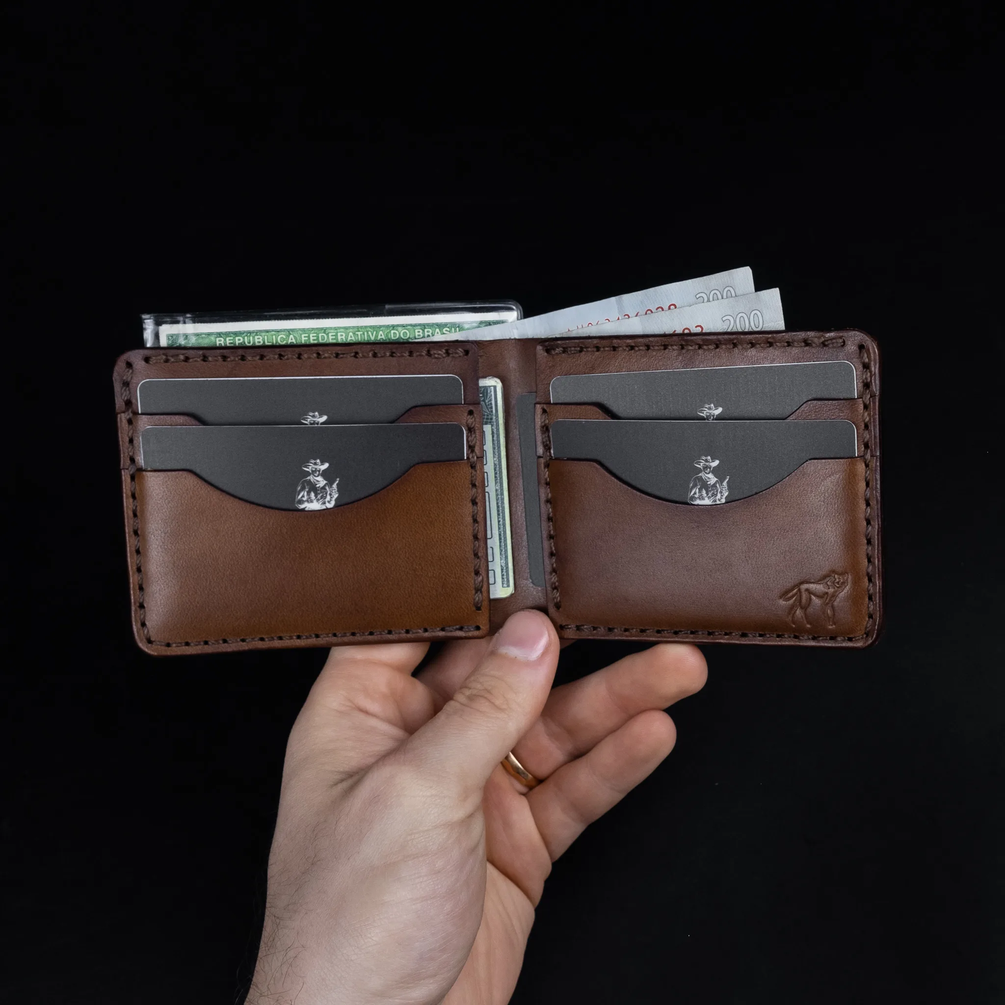 Carteira de Couro Bifold No.7 Marrom - Imagem 3