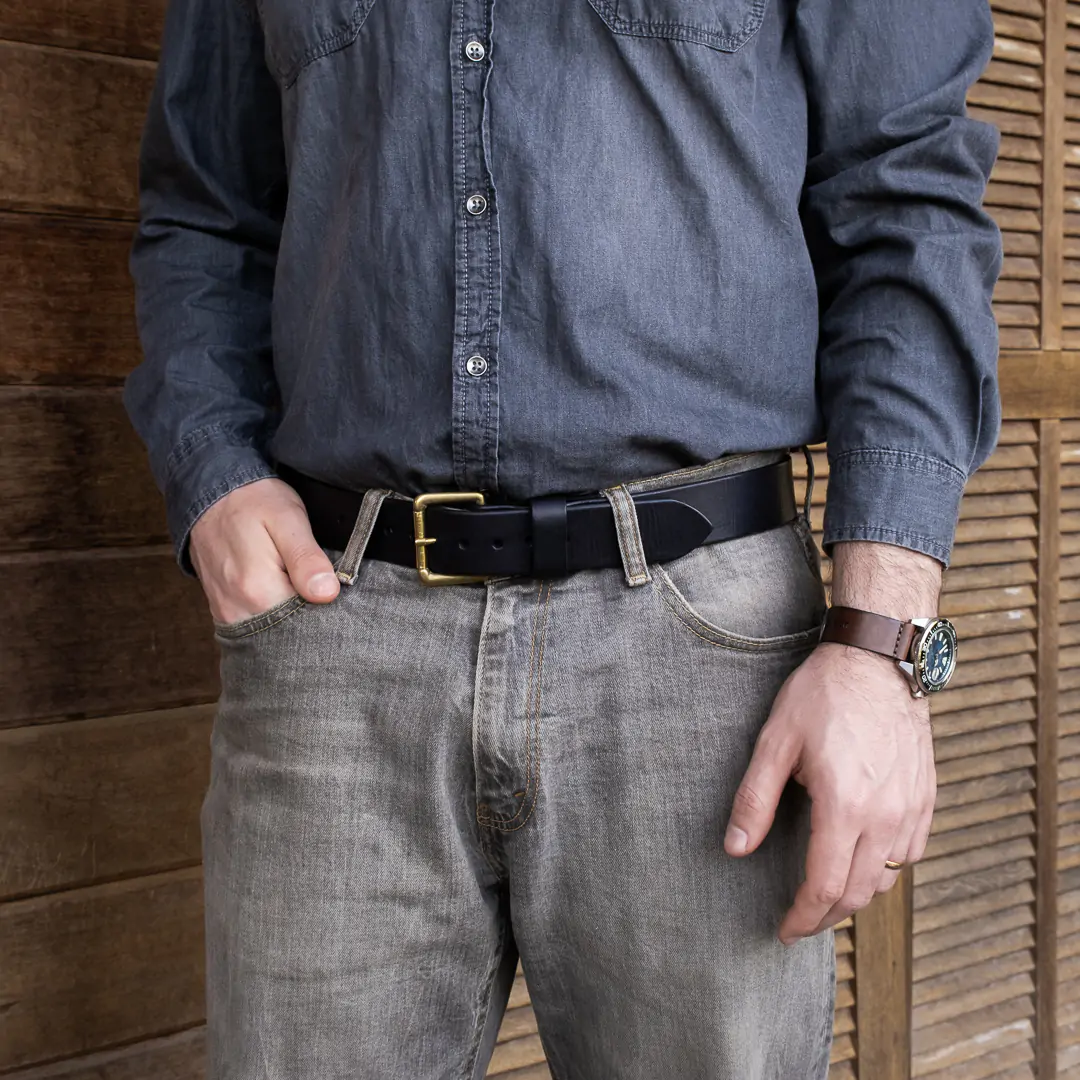 Cinto de Couro 1.5" Preto - Imagem 2