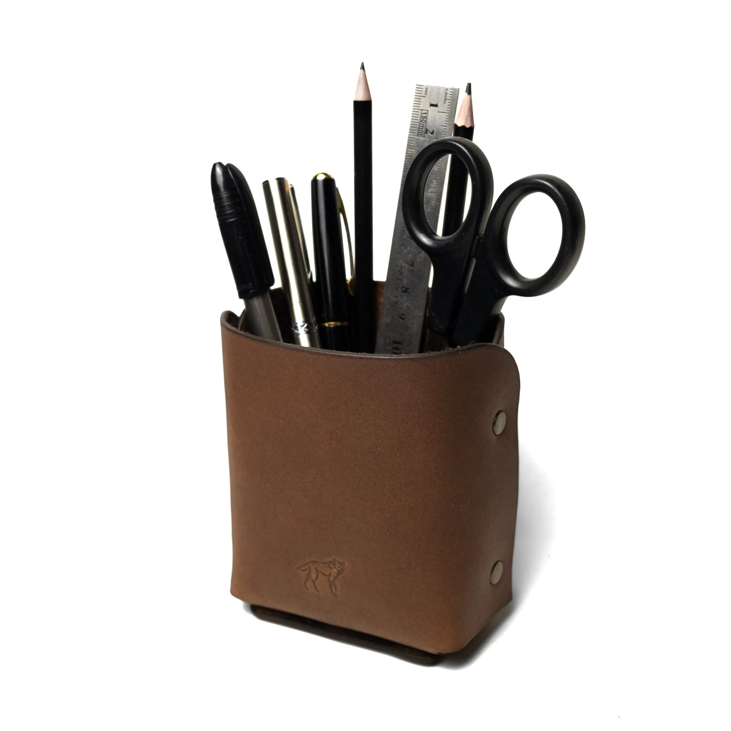 Porta-Canetas de Couro Marrom