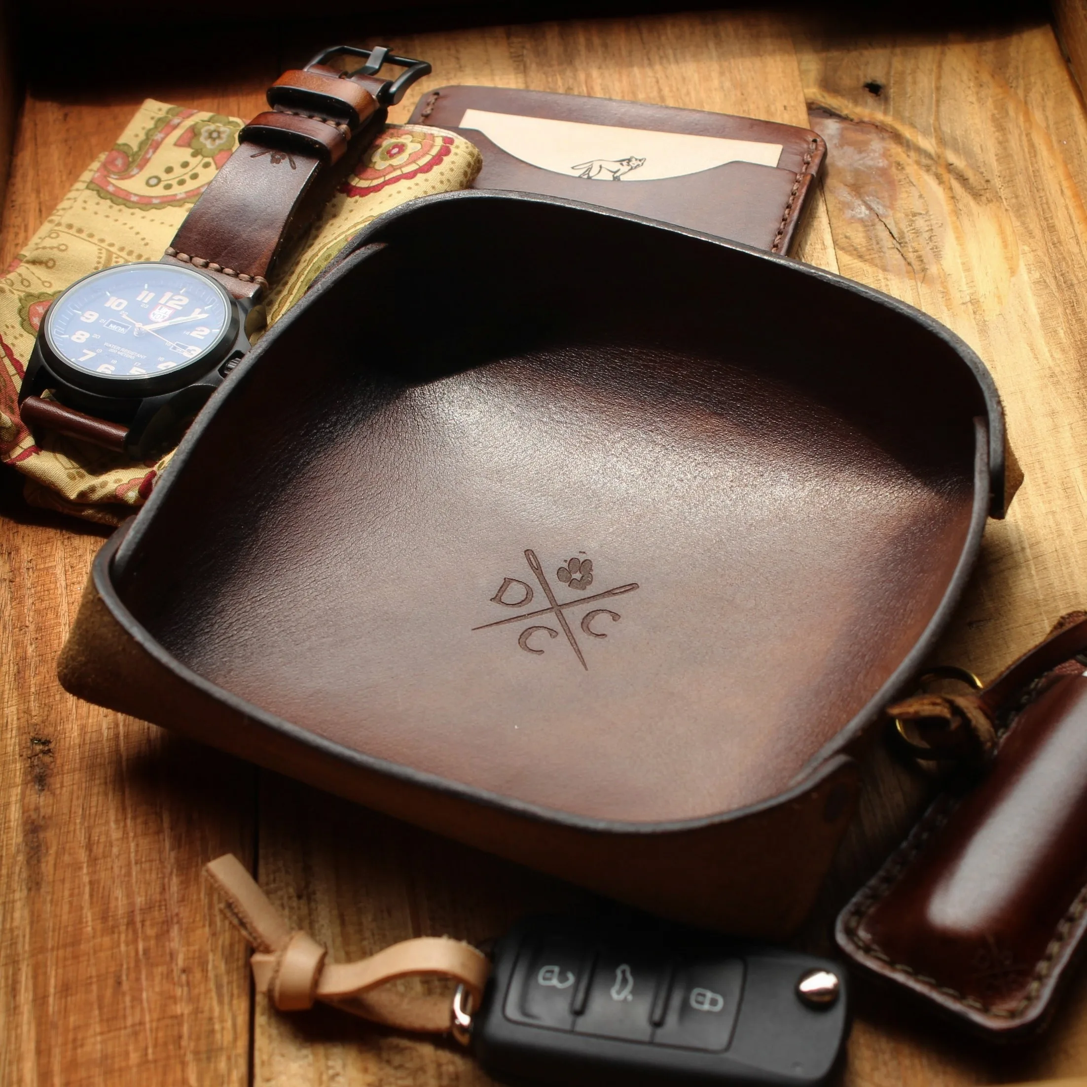 Organizador de Mesa em Couro | Marrom