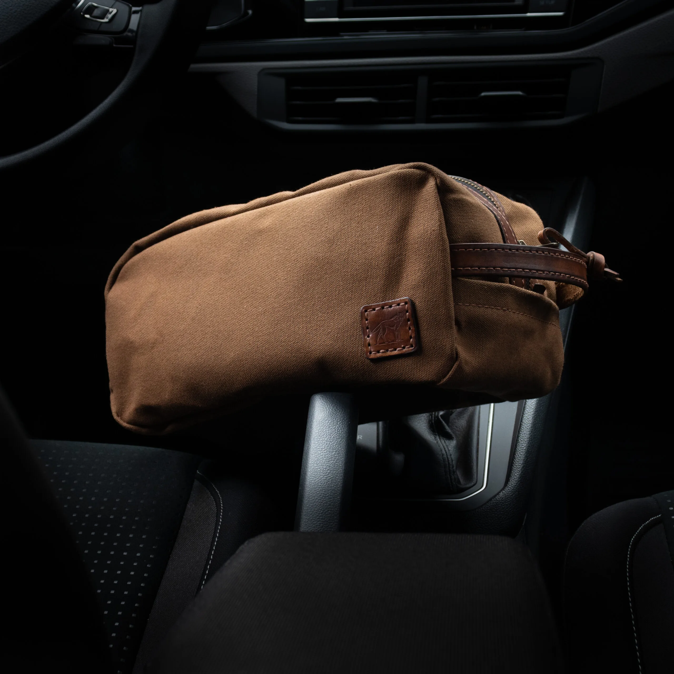Necessaire Lona Encerada e Couro Marrom - Imagem 5