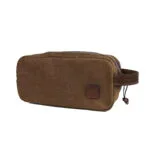 Necessaire Lona Encerada e Couro Marrom