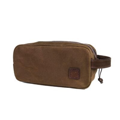Necessaire Lona Encerada e Couro Marrom