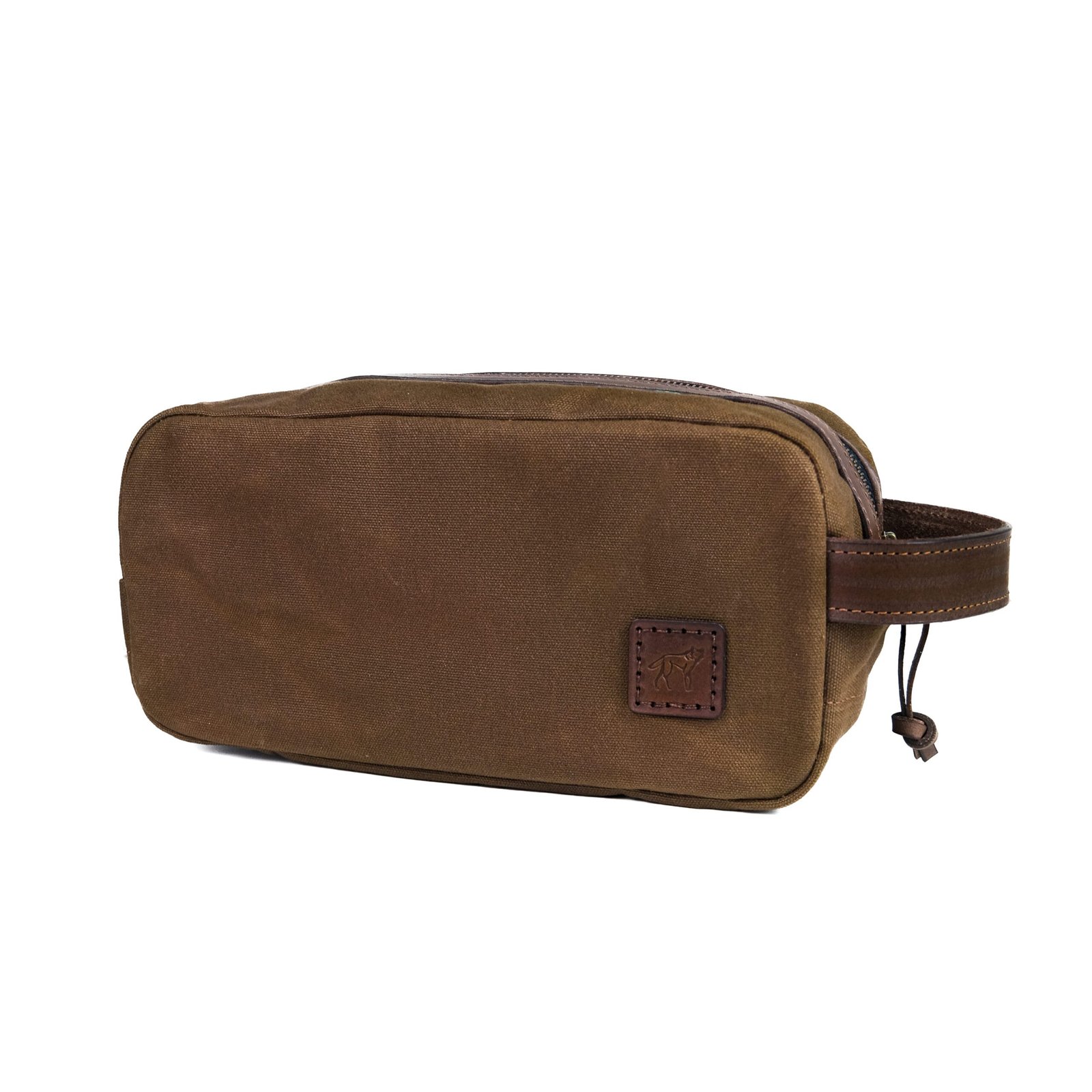 Necessaire Lona Encerada e Couro Marrom