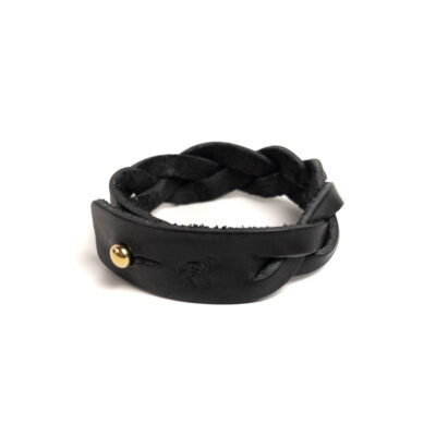 Pulseira de Couro Trançada Preta