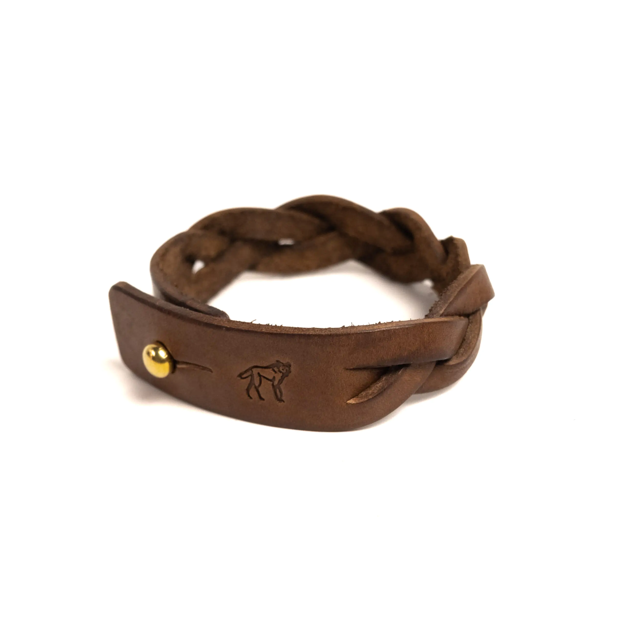 Pulseira de Couro Trançada Marrom - Imagem 2