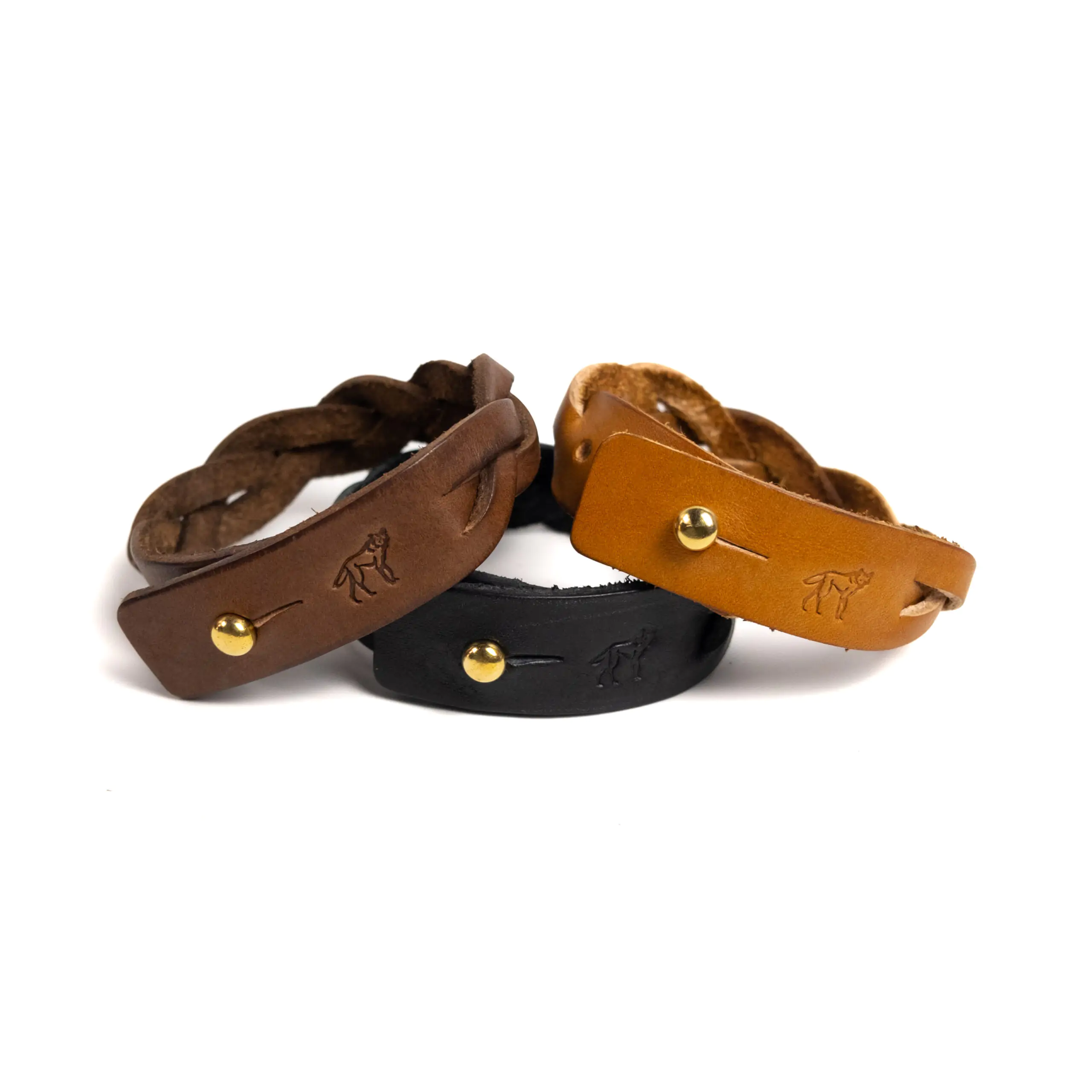 Pulseira de Couro Trançada Marrom - Imagem 3