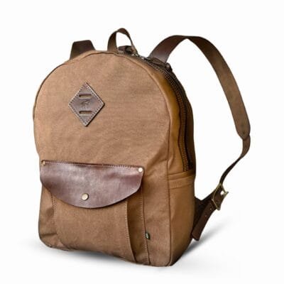 Mochila Lona Encerada e Couro