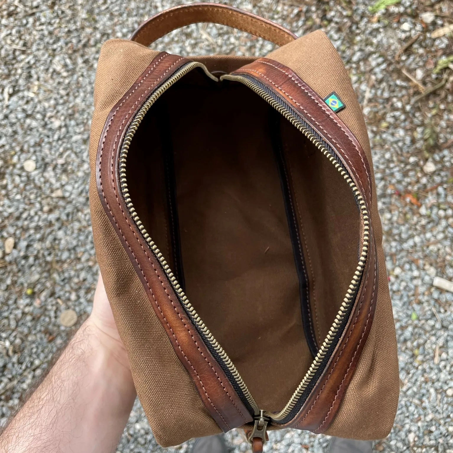 Necessaire Lona Encerada e Couro Marrom - Imagem 8