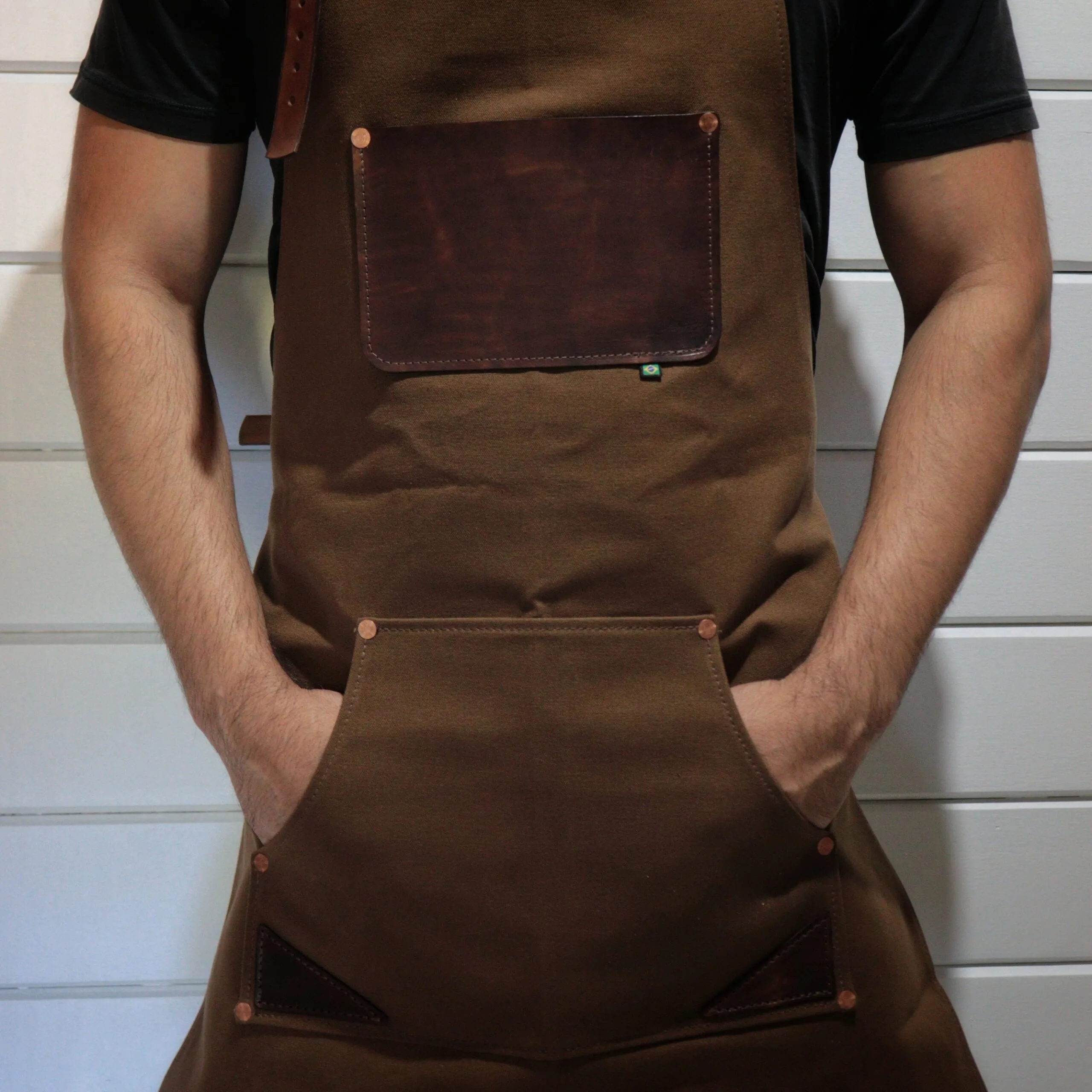 Avental Lona Encerada e Couro Marrom - Imagem 5