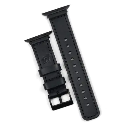Pulseira de Couro Apple Watch Costurada Preta