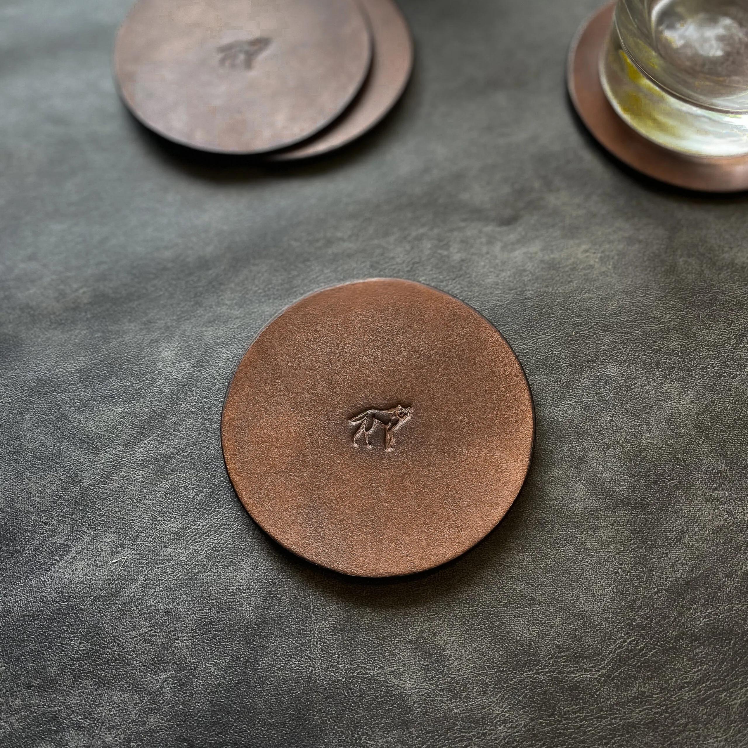 Kit Porta Copos de Couro Marrom - Imagem 3