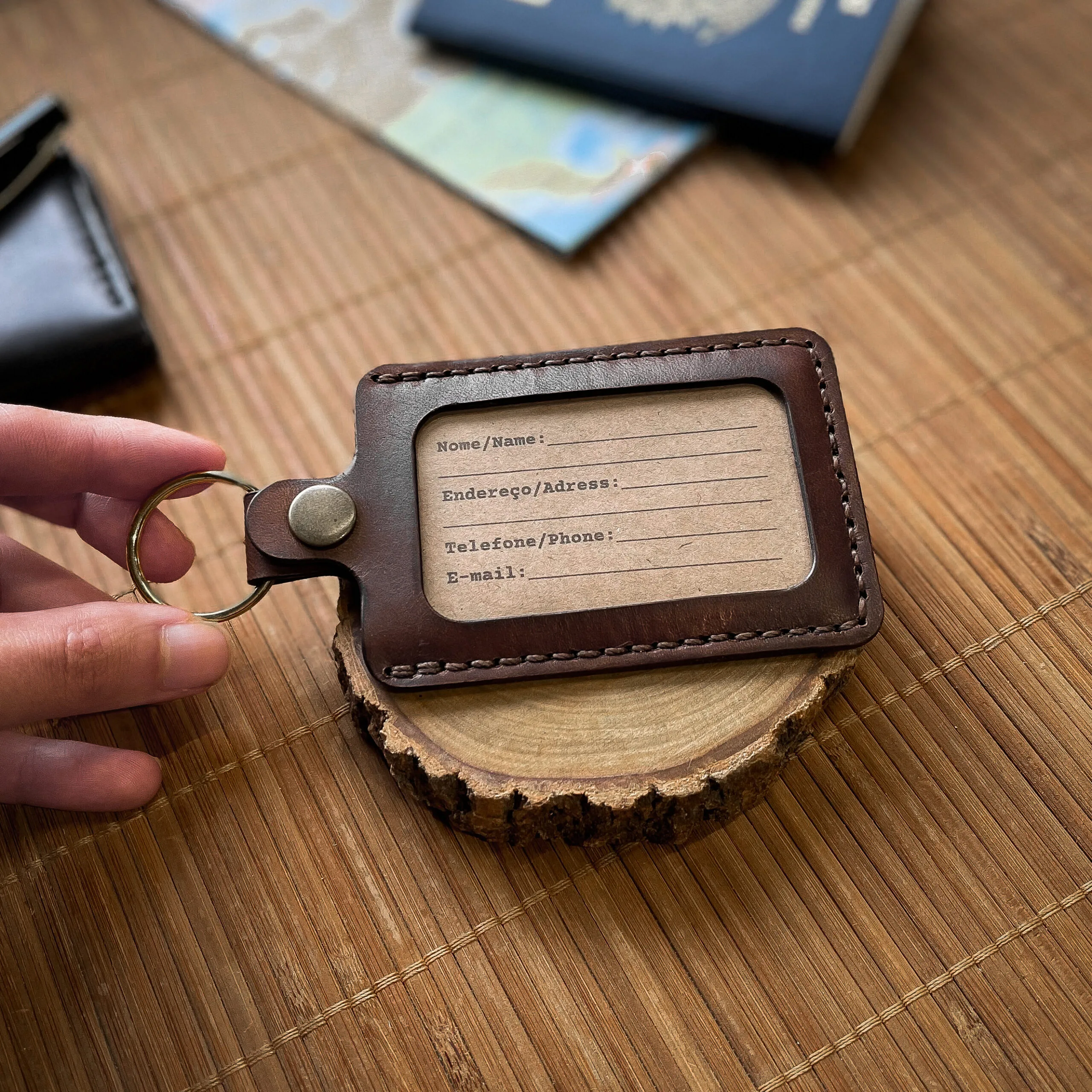 Identificador de Bagagem Couro Marrom - Imagem 3