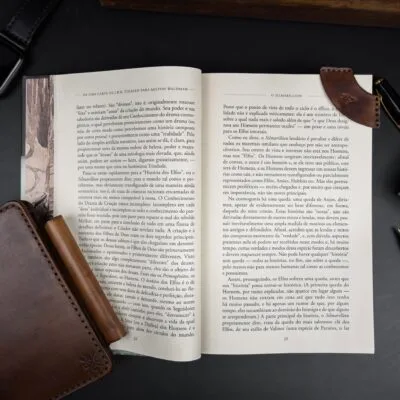 Kit 2 Marca Página de Couro Marrom