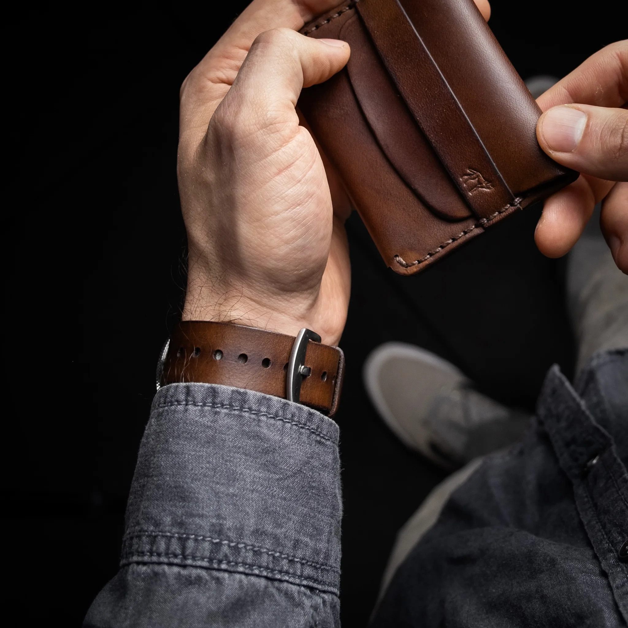 Pulseira de Couro Relógio Marrom - Imagem 6