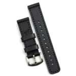 Pulseira de Couro Relógio Costurada Preta