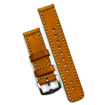 Pulseira de Couro Relógio Costurada Havana