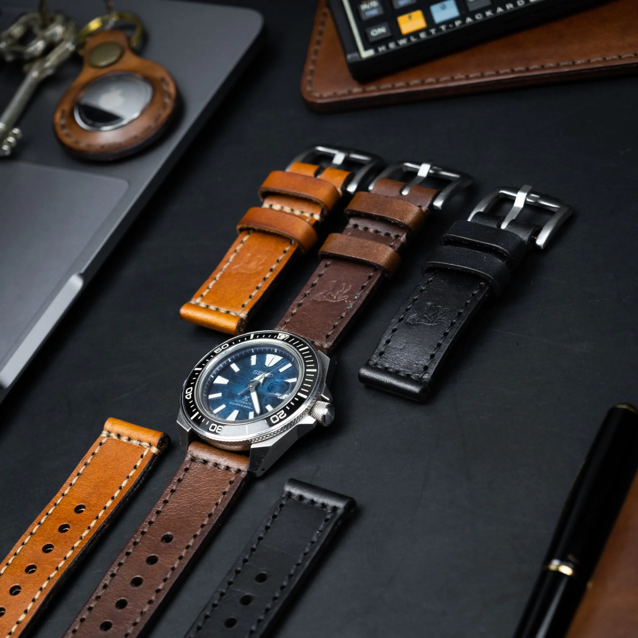 Pulseira de Couro Relógio Costurada Savana - Imagem 2