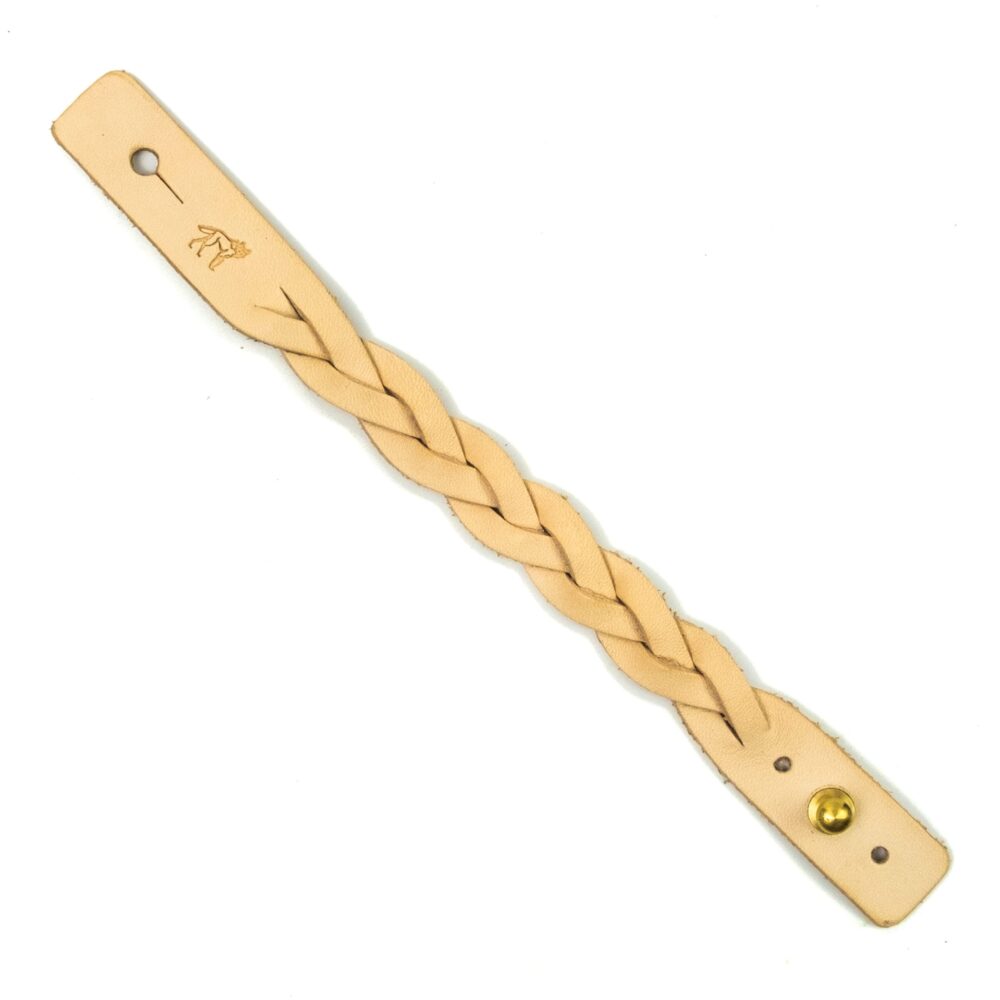 Pulseira de Couro Trançada Couro Cru