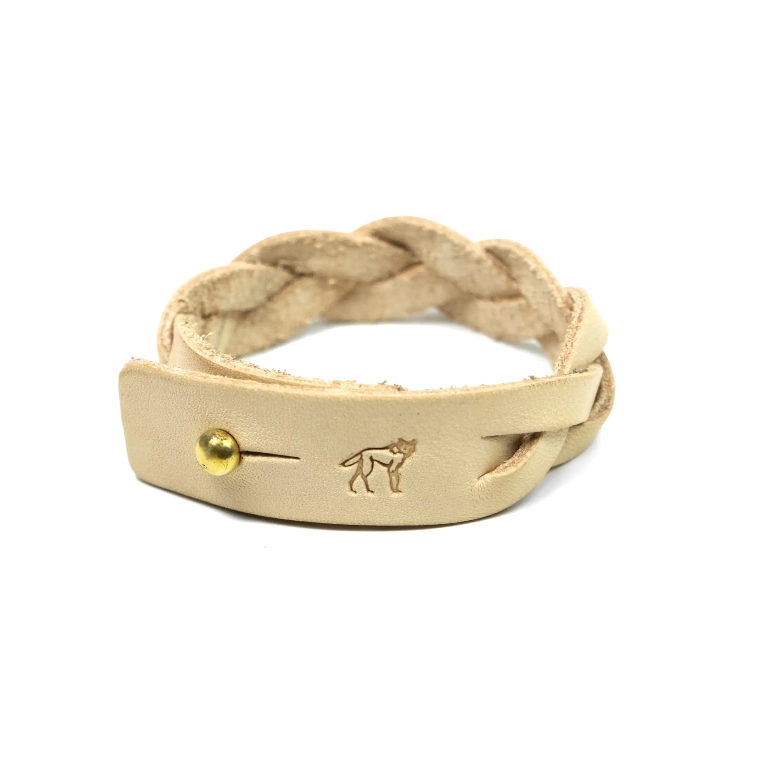 Pulseira de Couro Trançada Couro Cru - Imagem 2