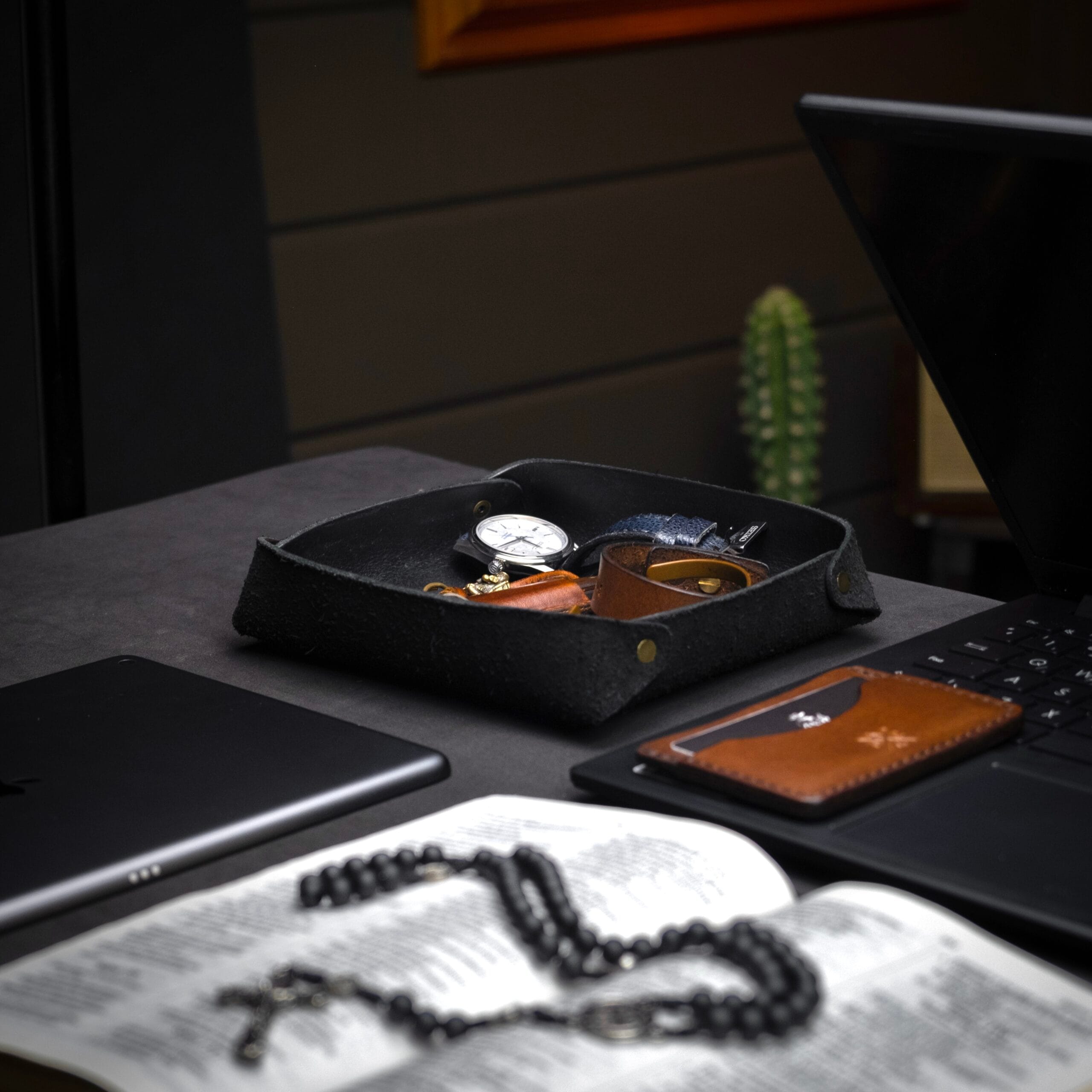 Organizador de Mesa em Couro Preto - Imagem 4