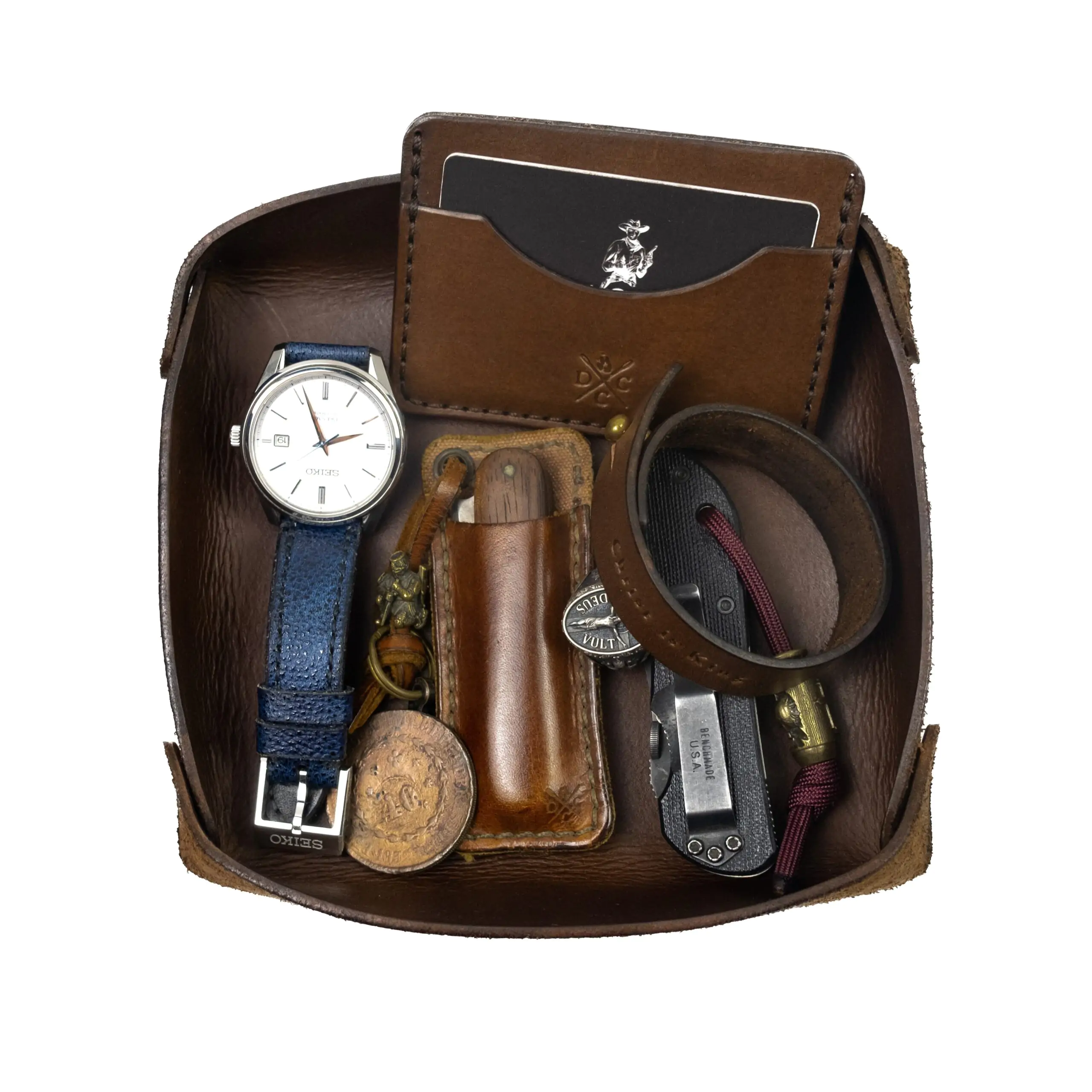 Organizador de Mesa em Couro Marrom  - Imagem 2