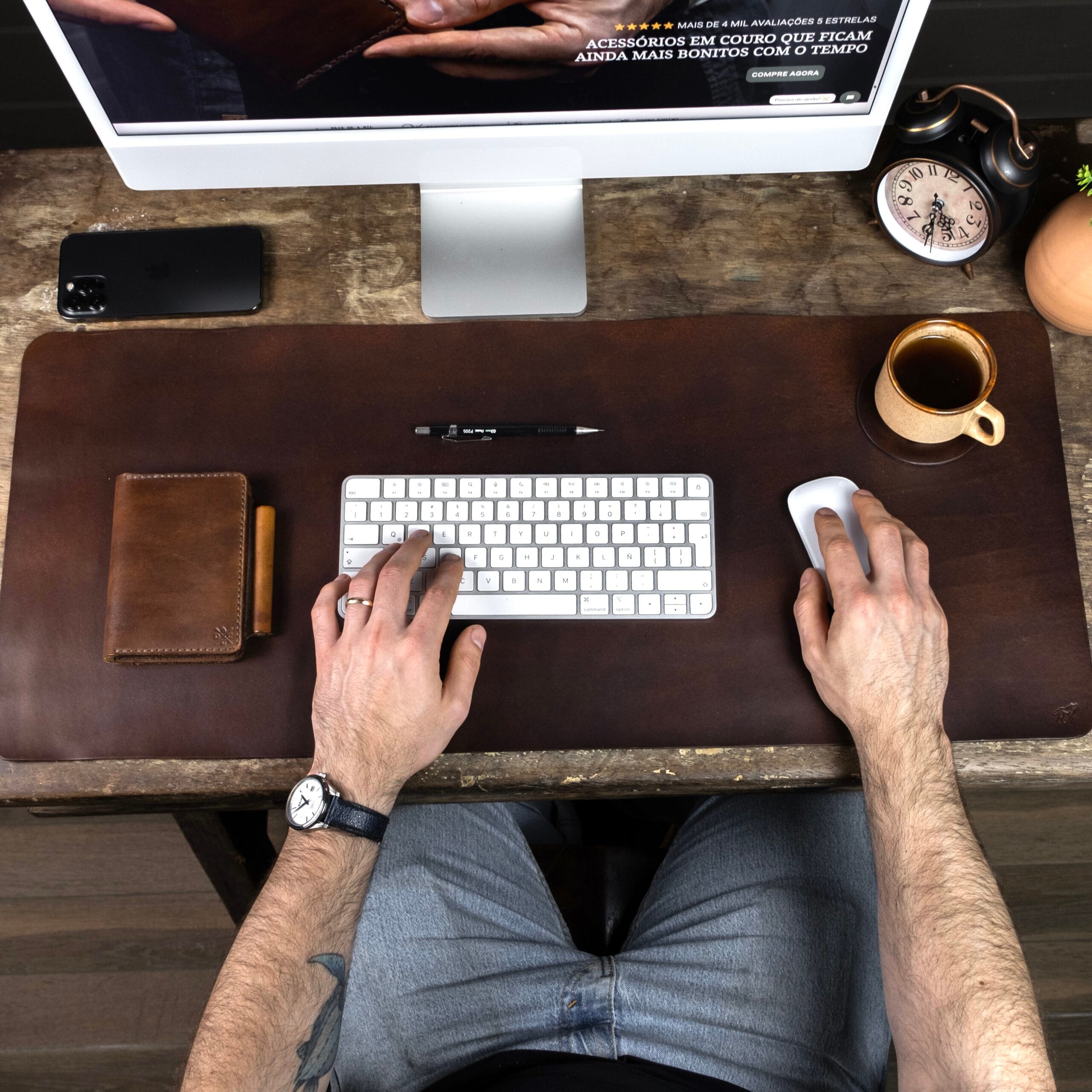 Desk Pad de Couro Marrom - Imagem 4